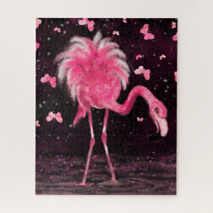 Flamingo rosa e borboletas Quebra-cabeça
