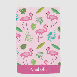 Flamingo rosa e folhas tropicais personalizados