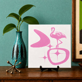 Flamingo Rosa Forma Retro Atômica Moderna de Meado