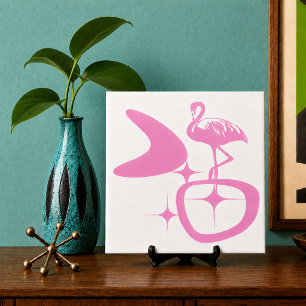 Flamingo Rosa Forma Retro Atômica Moderna de Meado