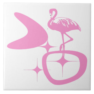 Flamingo Rosa Forma Retro Atômica Moderna de Meado