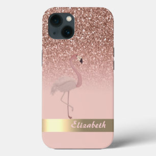 Flamingo Rosa Moderno com Lantejoulas Brilhantes