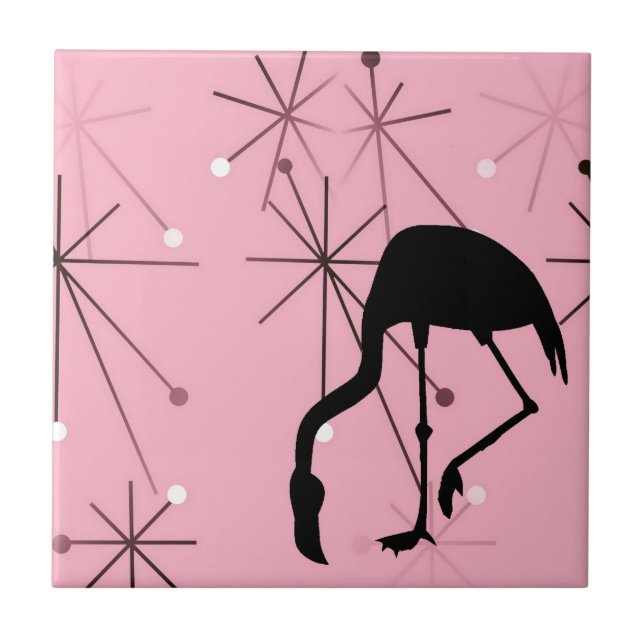 Flamingo Rosa Moderno de Meados do Século Estrela  (Frente)