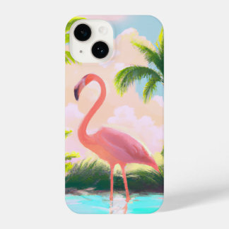 Flamingo rosa no paraíso tropical Retro Boho Art
