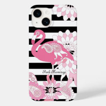 Flamingo Rosa-Rosa-Stripe Preto e Branco