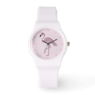 Flamingo Rosa Rosas Flamingos Relógio