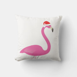 Flamingo Santa em Almofada Exterior Branca