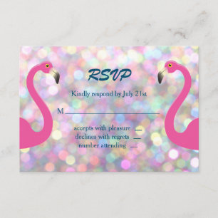 Flamingo Sparkly que Wedding RSVP