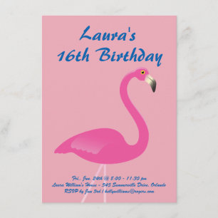 Flamingo Sweet 16 Convite de aniversário - Rosa