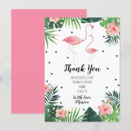 Flamingo Themed Chá de fraldas Cartões de agradeci