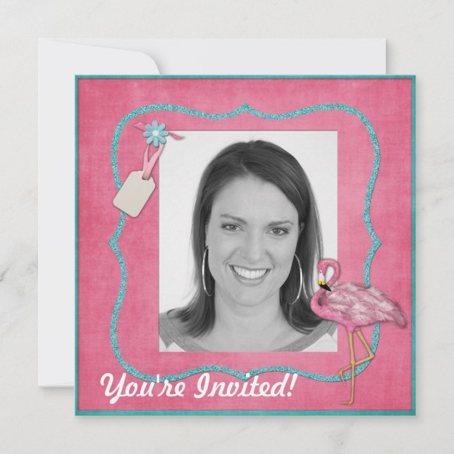 Flamingo Themed Convite de festas (Frente)