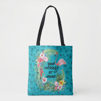 Flamingo tropical azul-chita bolsa