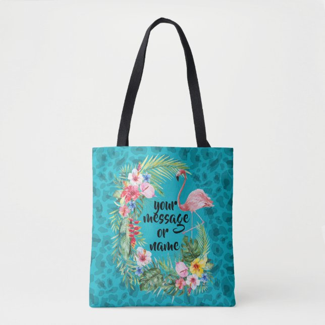 Flamingo tropical azul-chita bolsa (Frente)