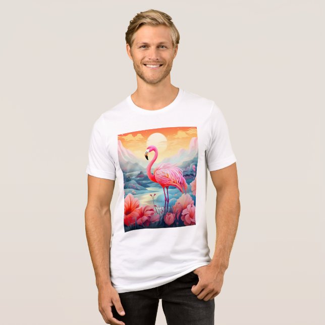 Flamingo Tropical com Flores (Frente Completa)