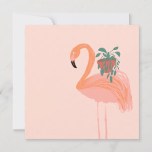 Flamingo Tropical com Planta em Vaso Desenhado à M