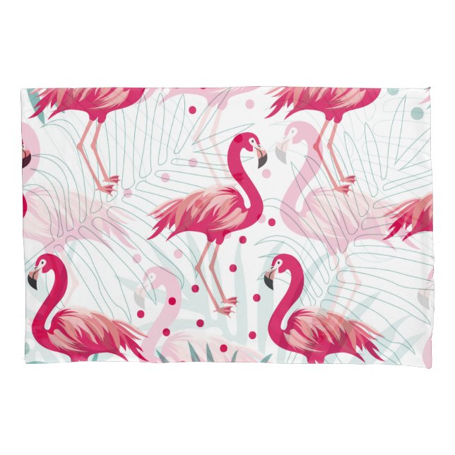 Flamingo tropical e folhas, padrão de verão. (Frente)