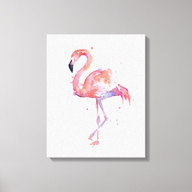 Flamingo Watercolor Pininting Canvas (Frente)