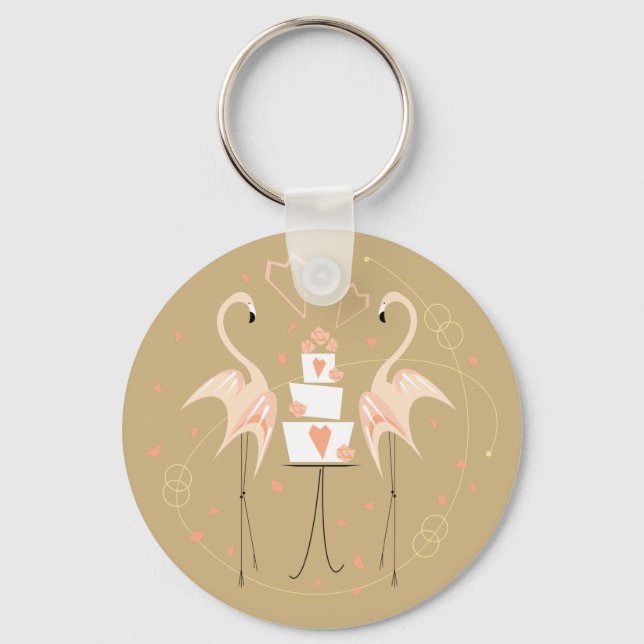 Flamingo Wedding chaveiro basic (Frente)