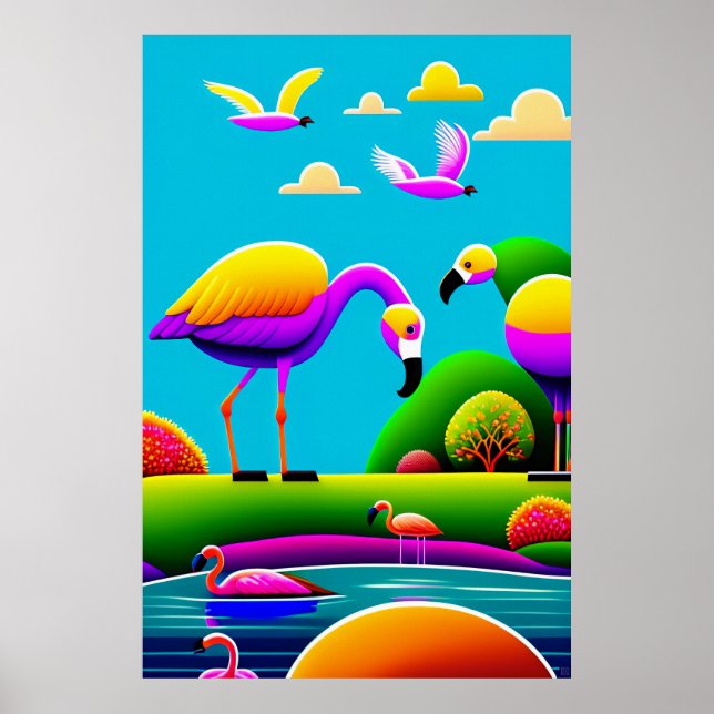 Flamingoes - Canvas de Arte Impressão (Frente)