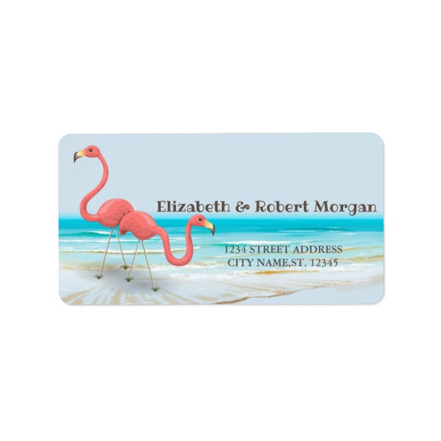Flamingos Apaixonados, Etiqueta De Casamento De Pr (Frente)