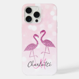 Flamingos brilhantes Brilho rosa brilhos Monograma