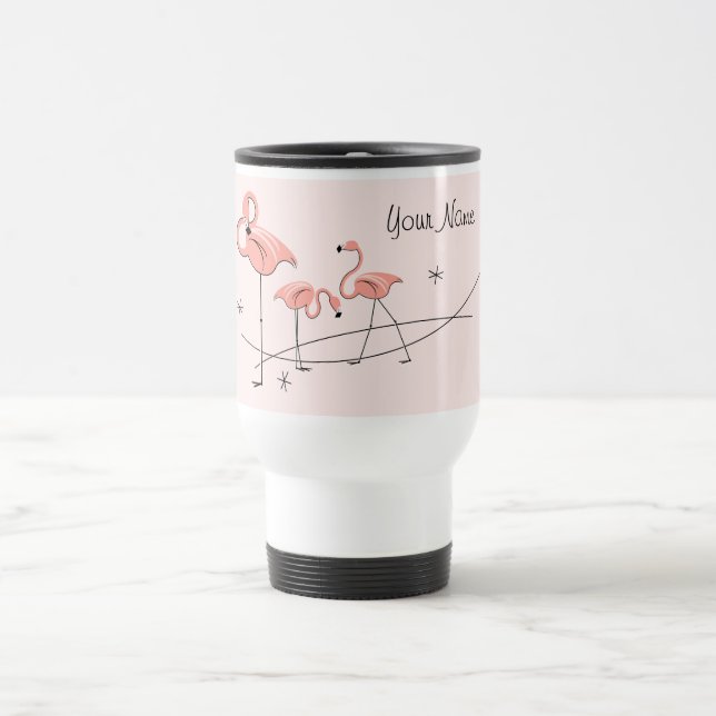 Flamingos - caneca de viagem 'Name', cor-de-rosa (Centro)