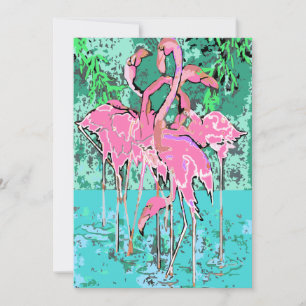 Flamingos cor-de-rosa Abstrato 5x7 Convites Pássa