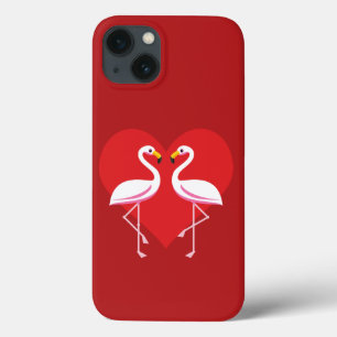 Flamingos Cor-de-rosa branco-claro com coração ver