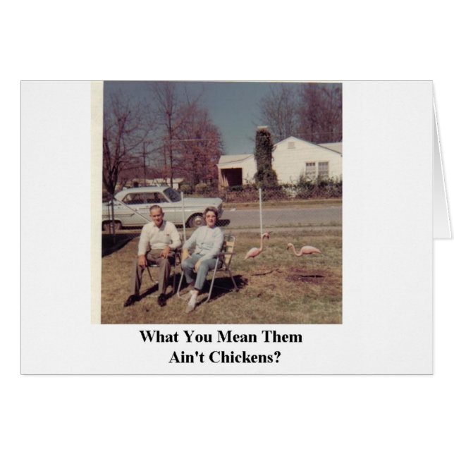 flamingos cor-de-rosa com cartão humorístico (Frente Horizontal)