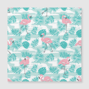 flamingos cor-de-rosa, palmeiras verdes, tropicais