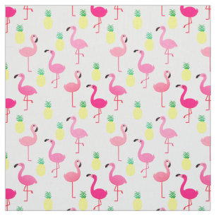 Flamingos e abacaxis! Tecido Premium ininterrupto