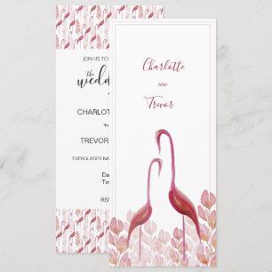 Flamingos Elegantes em Aquarela, Cartão Rosa e Dou