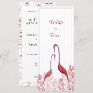 Flamingos Elegantes em Aquarela, Cartão Rosa e Dou