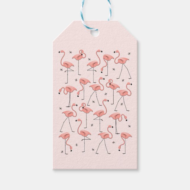 Flamingos Etiquetas de presente rosa (Frente)