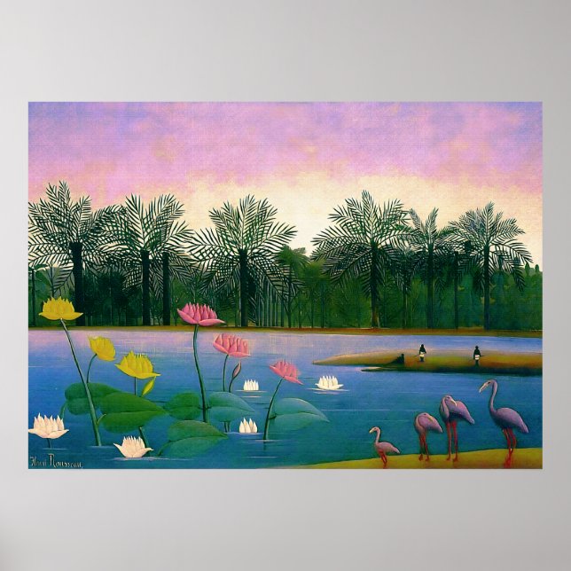Flamingos - Henri Rousseau Poster Purple (Frente)