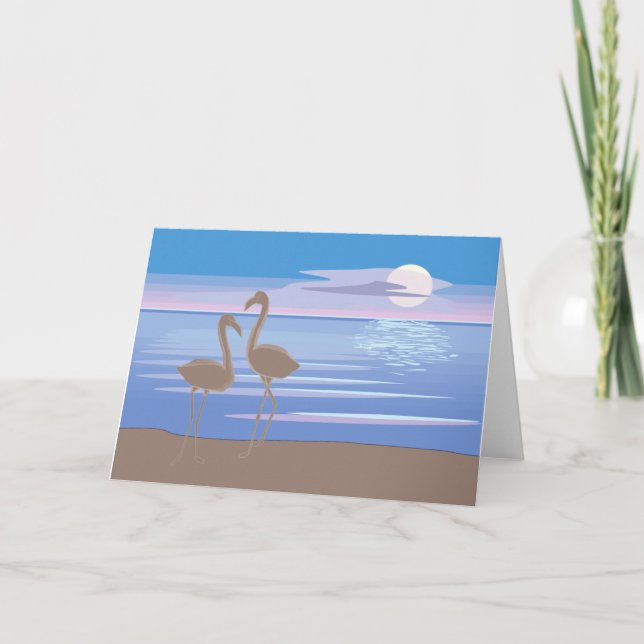 Flamingos no Cartão de Saudação de Praia (Frente)