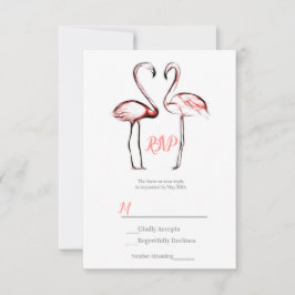 Flamingos Rosa Bege Casamento RSVP Elegante