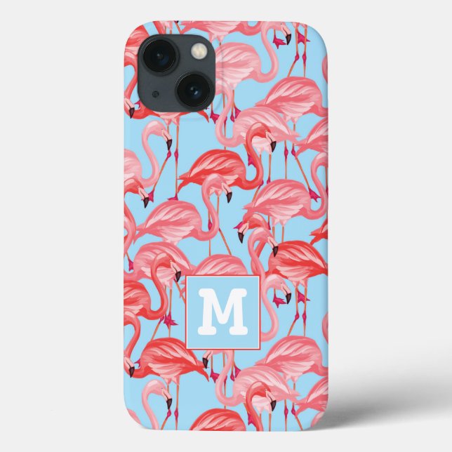 Flamingos Rosa Brilhantes A Azul | Adicione a sua  (Verso)