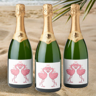 Flamingos Rosa Casamento de Verão Tropical na Prai