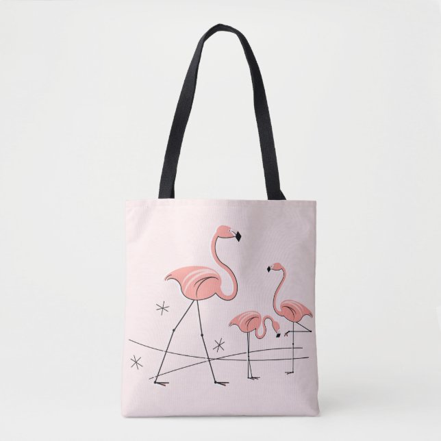 Flamingos Rosa Trio 2 por todo o bolsa (Frente)