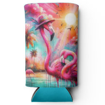 Flamingos Rosa Tropicais Palmeiras Palmeiras Teais