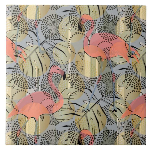 Flamingos sobre fundo de abstrato (Frente)