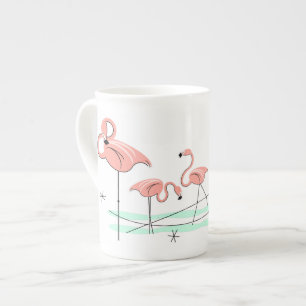 Flamingos Trio, caneca de porcelana