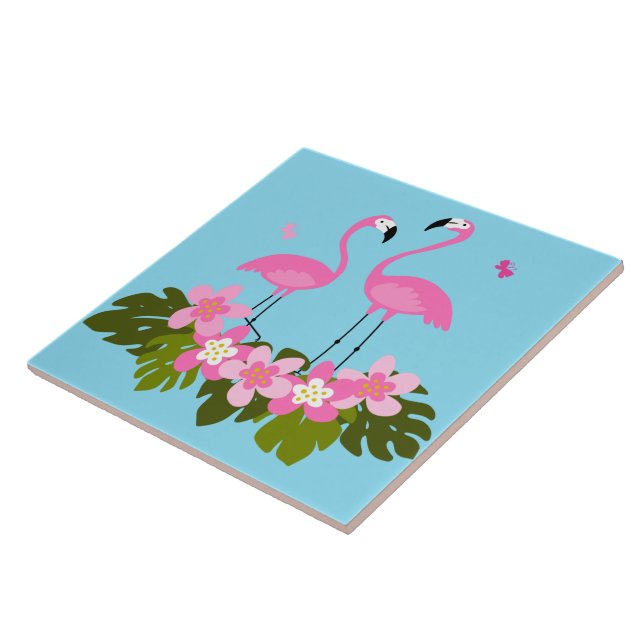 Flamingos Tropicais e Ilustração Floral (Lateral)