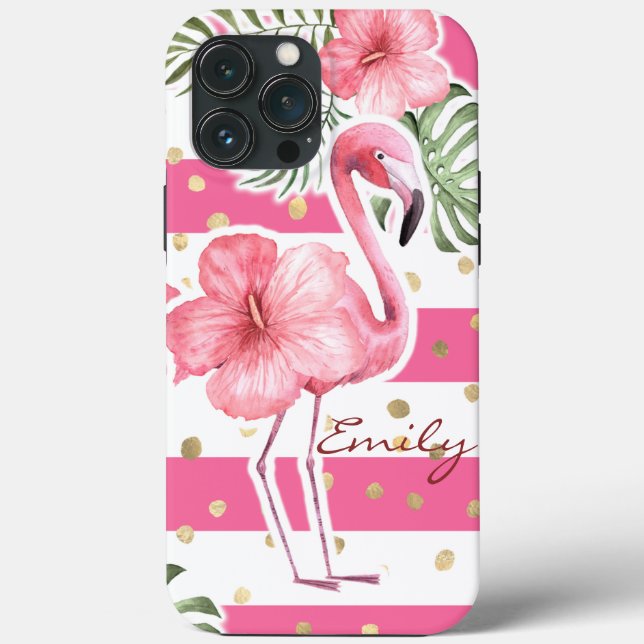 Flamingos Tropicais Rosa Moderno Personalizados (Verso)