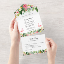 Flamingos Tropical Palm Deixa Casamento Floral