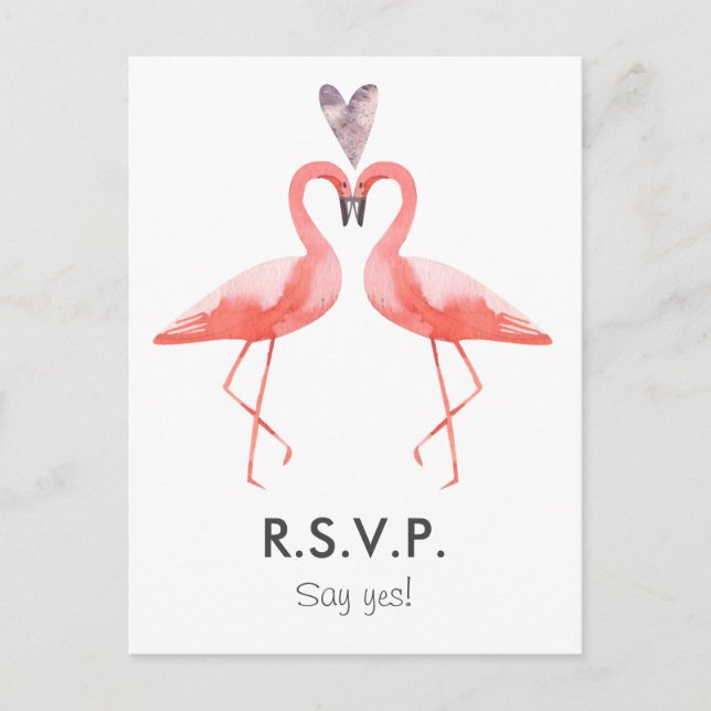 Flamingos tropical Weding RSVP modelo (Frente)