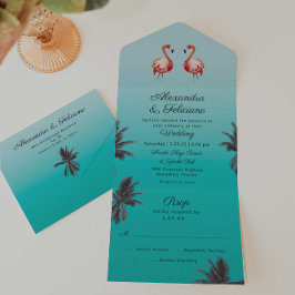 Flamingos Turquoise Tropical Beach