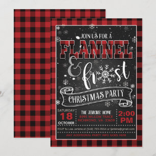 Flannel e Frost Convite de festas de Natal Vermelh
