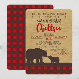 Flannel e Madeira Bear Bear Shower Convites